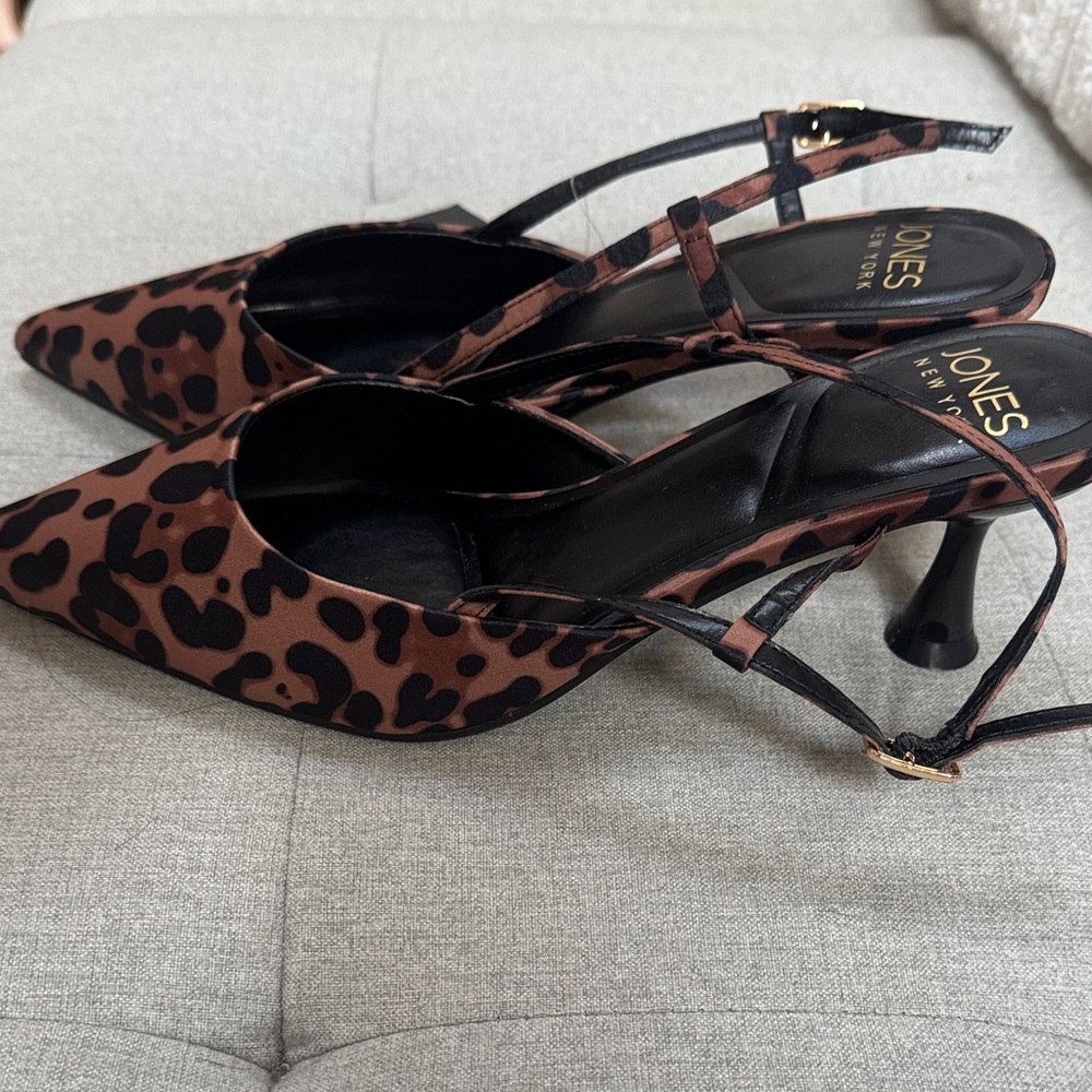 NWT Jones New York Leopard Print Pointed Slingback Pumps - Brown & Black - Picture 5 of 8